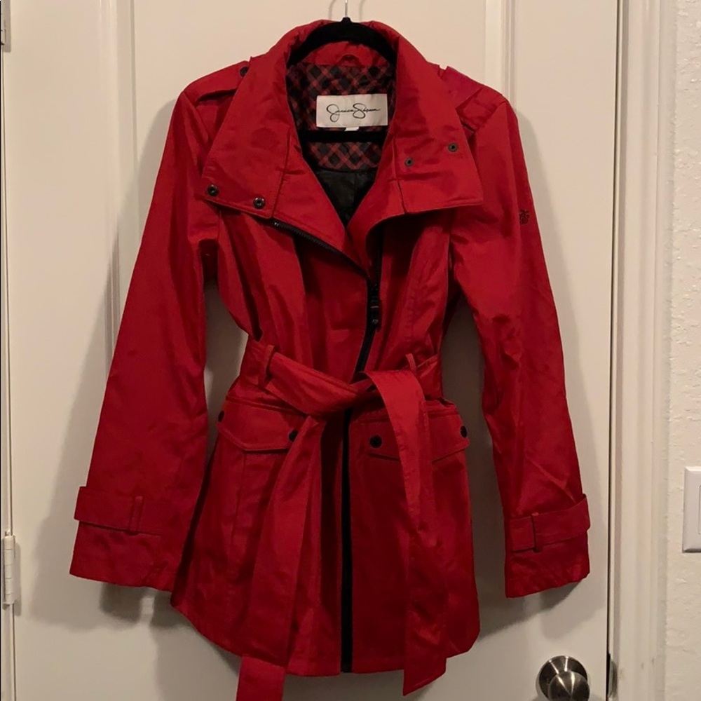 Red Jessica Simpson Trench Coat